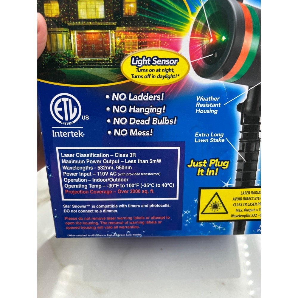 Star Shower Laser Light BulbHead Red and Green Holiday Projector with Stake - Picture 7 of 9